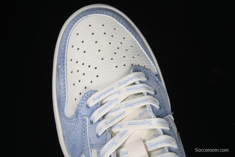 Nike Travis Scott x Fragment Design x Air Jordan 1 Low OG SP AJ1 Supreme Collaboration - Tie-Dye Blue Low-Top Casual Sneakers - CH6336-010