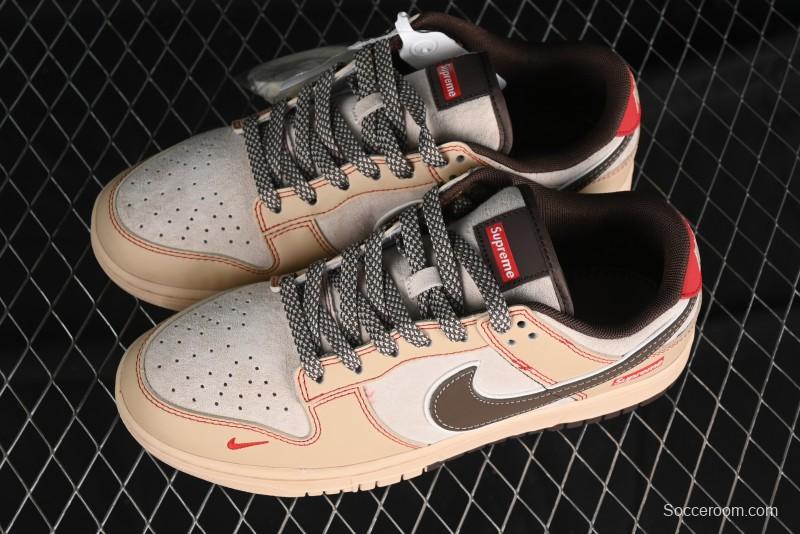 Nike SB Dunk Low SUP Collaboration - Distressed Black Swoosh Anniversary Custom Low-Top Skate Shoes - MM1089-021