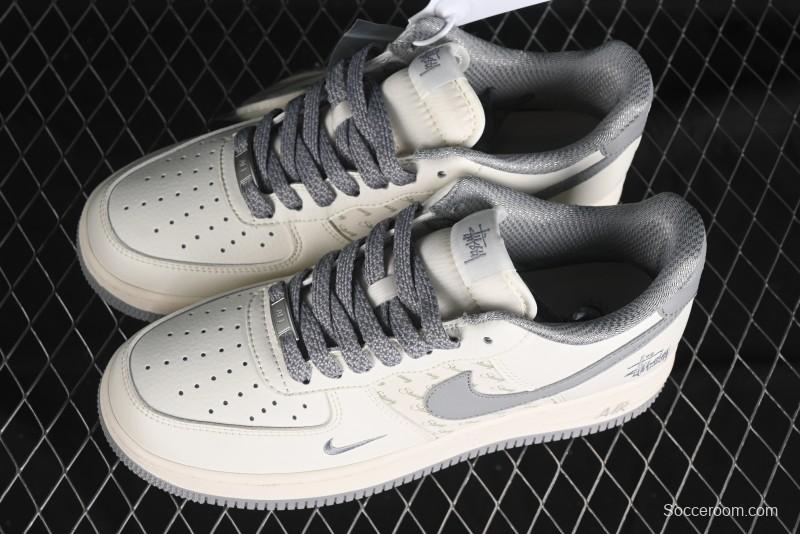 Nike Air Force 1 '07 Low Stussy Collaboration - Brushed Grey Low-Top Casual Sneakers - XZ3328-005