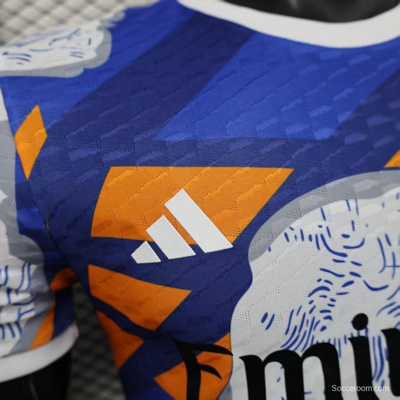 Player Version 25/26 Real Madrid Limited Edition Blue Orange Abstract Pattern Jersey