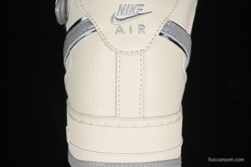 Nike Air Force 1 '07 Mid Casual Sneakers in Light Grey with 3M Reflective Details and Crystal Outsole - XL0236-232