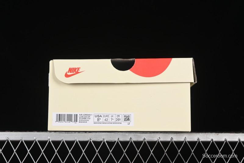 Nike Travis Scott x Fragment Design x Air Jordan 1 Low OG SP AJ1 Retro Sneakers with Dragon Scale Swoosh - XY2688-112