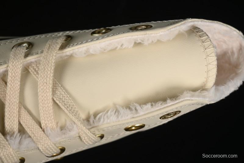 Converse Chuck 1970s Winter Waterproof Leather High-Top Sneakers with Gold Eyelets and Fleece Lining - A12443C