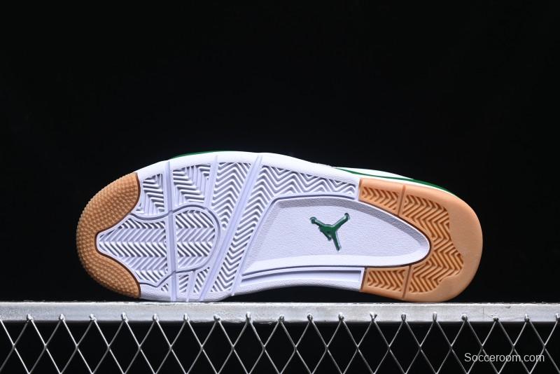 Nike Air Jordan 4 Remastered AJ4 Retro Sneakers in White Green with Gum Sole - FQ7939-103