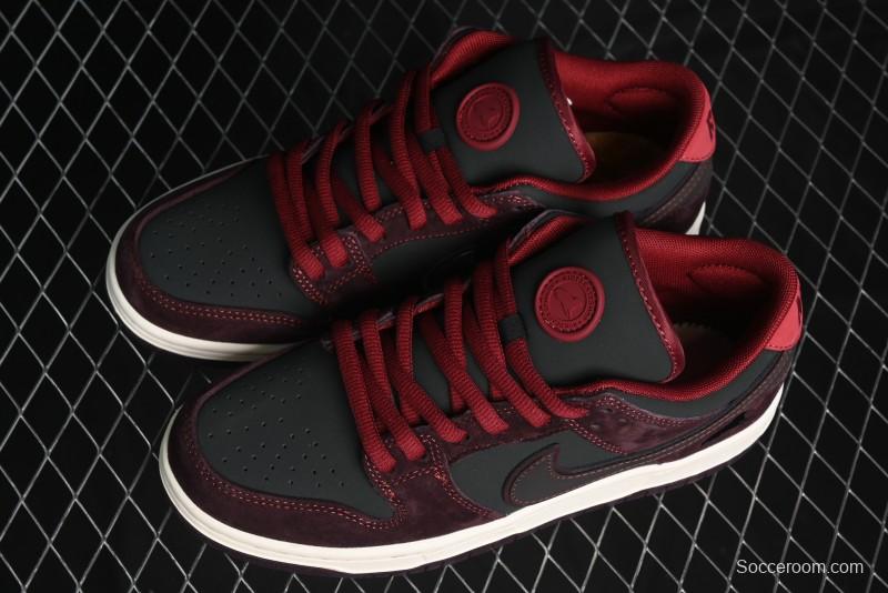 Nike SB Dunk Low Bordeaux Red Skate Shoes Collaboration with Riot Skateshop - FZ1289-200