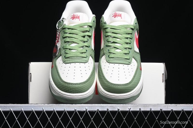 Nike Air Force 1 '07 Low Stussy Collaboration - Snake Green Low-Top Casual Sneakers - KK1988-028