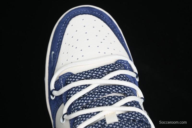 Nike SB Dunk Low Supreme Collaboration - Double Force Blue Lace-Up Anniversary High-End Custom Low-Top Casual Skate Shoes - XS1186-101