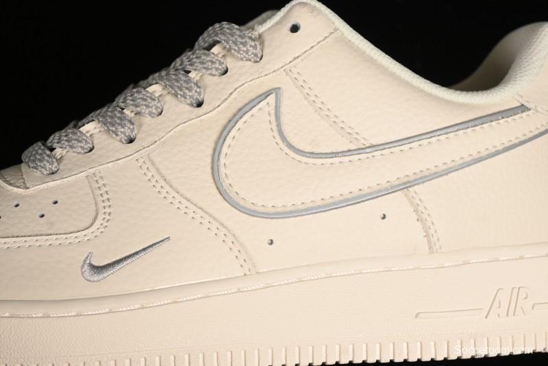 Nike Air Force 1 '07 Low Classic Grey Silver Swoosh Starry Sneakers - MJ0319-023