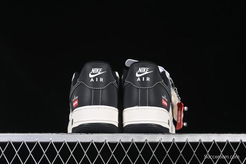 Nike Air Force 1 '07 Low Stone Island x Supreme Collaboration Beige Black Patchwork Low-Top Casual Sneakers - HH7518-042