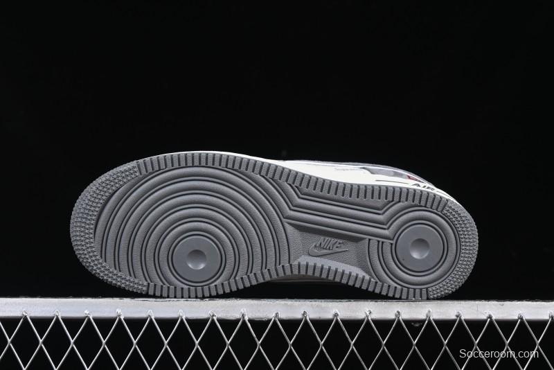Nike Air Force 1 '07 Low Supreme Collaboration Grey Swoosh Red Tab Low-Top Casual Sneakers - CH6336-510