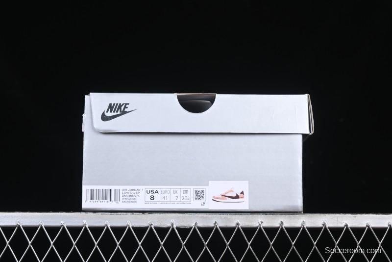 Nike Travis Scott x Fragment Design x Air Jordan 1 Low OG SP AJ1 Snake Year Limited Brown Snake Print Low Top Casual Sneakers - DM7866-074