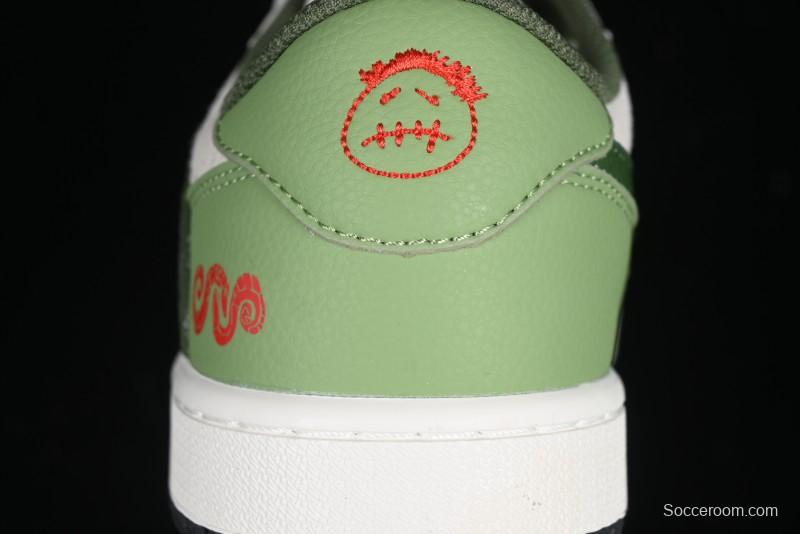 Nike Travis Scott x Fragment Design x Air Jordan 1 Low OG SP AJ1 Snake Year Limited Edition Low-Top Casual Sneakers - DM7866-075