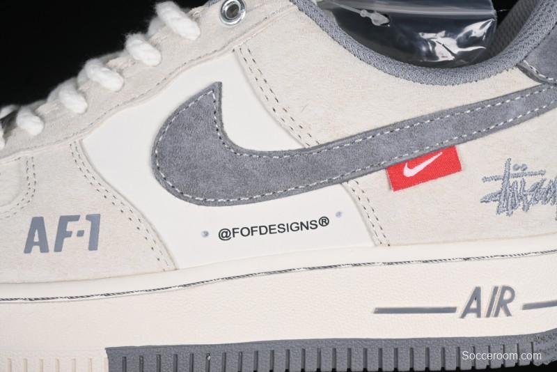 Nike Air Force 1 '07 Low Stussy Collaboration Dual-Tone Beige Low-Top Casual Sneakers - SJ6698-024