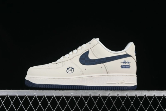 Nike Air Force 1 '07 Low Stussy Supreme Collaboration Checkerboard Beige Low-Top Casual Sneakers - DF0188-037