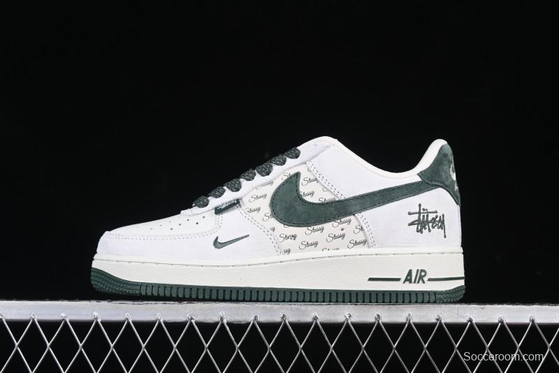 Nike Air Force 1 '07 Low Stussy Collaboration Green Suede Swoosh Low-Top Casual Sneakers - CH6336-511