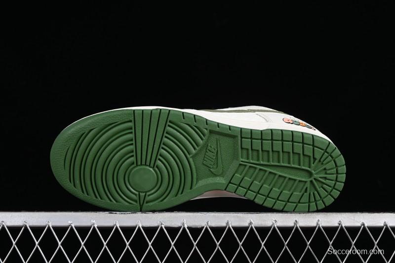 Nike SB Dunk Low Gucci Collaboration - Beige Green Woven Fabric Anniversary High-End Custom Low-Top Casual Skate Shoes - DQ1098-368