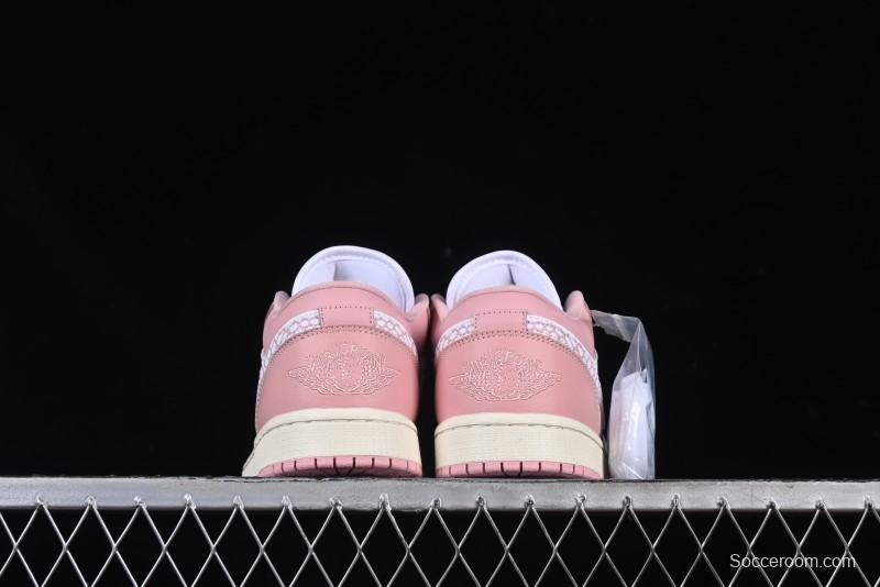 Nike Air Jordan 1 Low AJ1 Custom White Pink Low-Top Casual Lifestyle Sneakers - DC0774-162