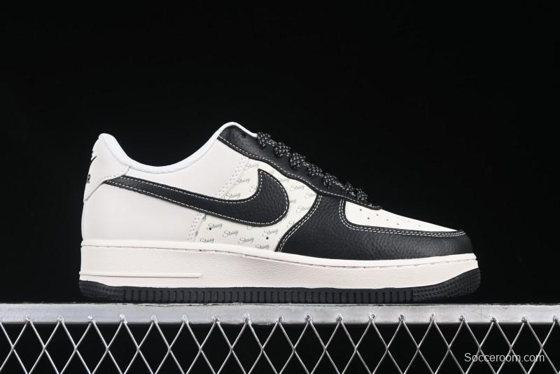 Nike Air Force 1 '07 Low Stussy Collaboration Black Leather Low-Top Casual Sneakers - HH7518-045