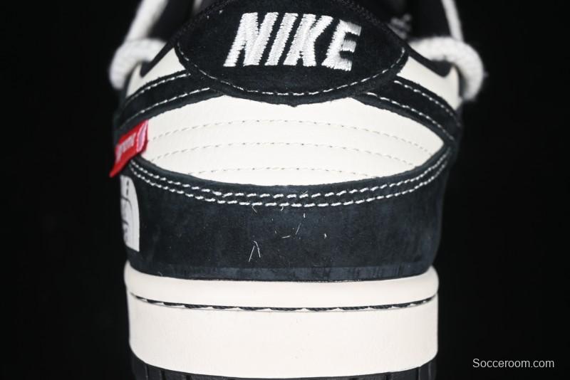 Nike SB Dunk Low The North Face x Supreme Anniversary Edition Customized Lace-Up Black White Black Swoosh Casual Skate Shoes - YX5066-227