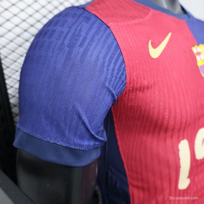 Player Version 25/26 FC Barcelona Home  with Pink "T.S. 1989" Jersey