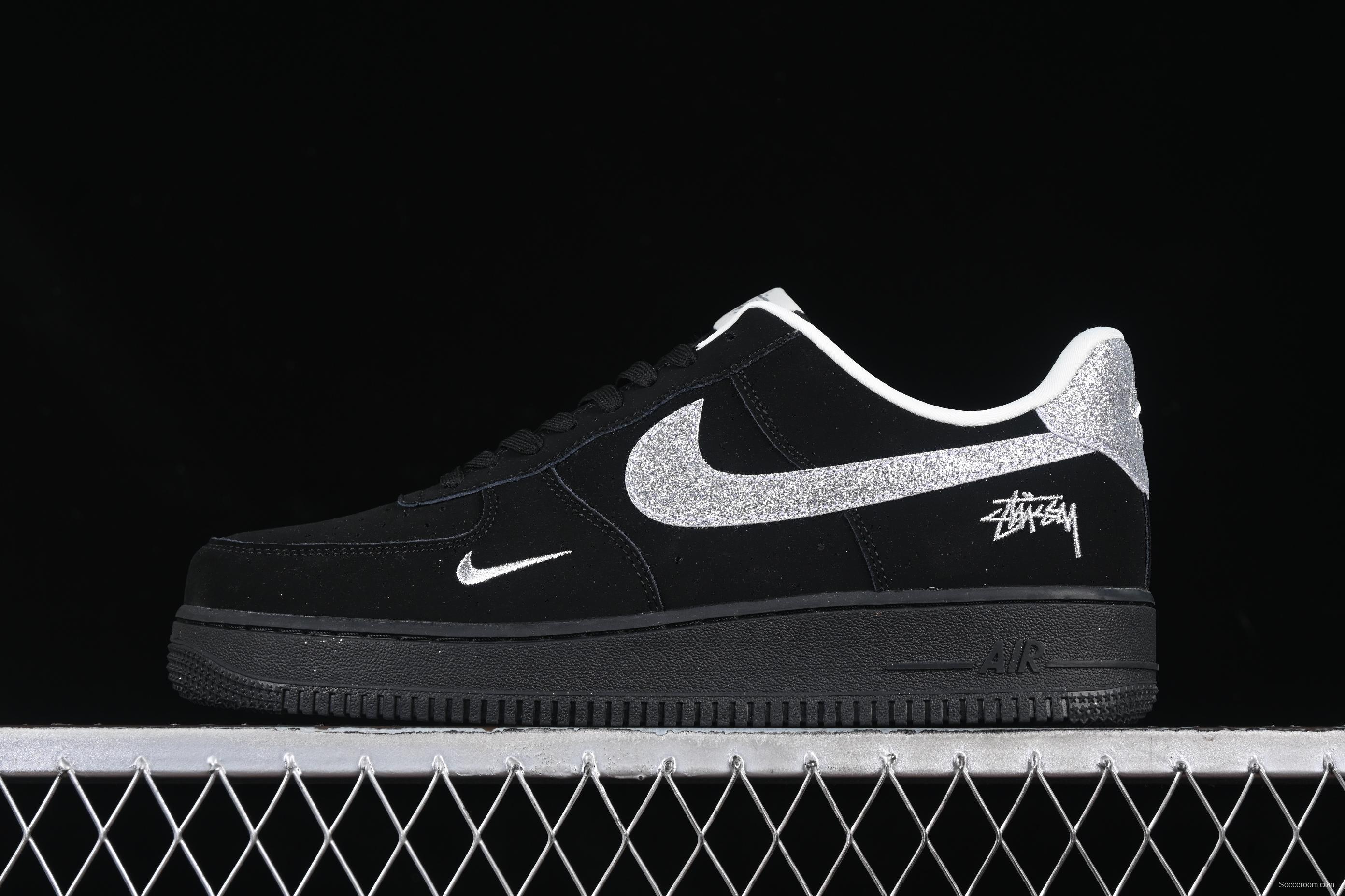 Nike Air Force 1 '07 Low Stussy Collaboration Silver Swoosh Starry Sky Casual Sneakers - DF0188-043
