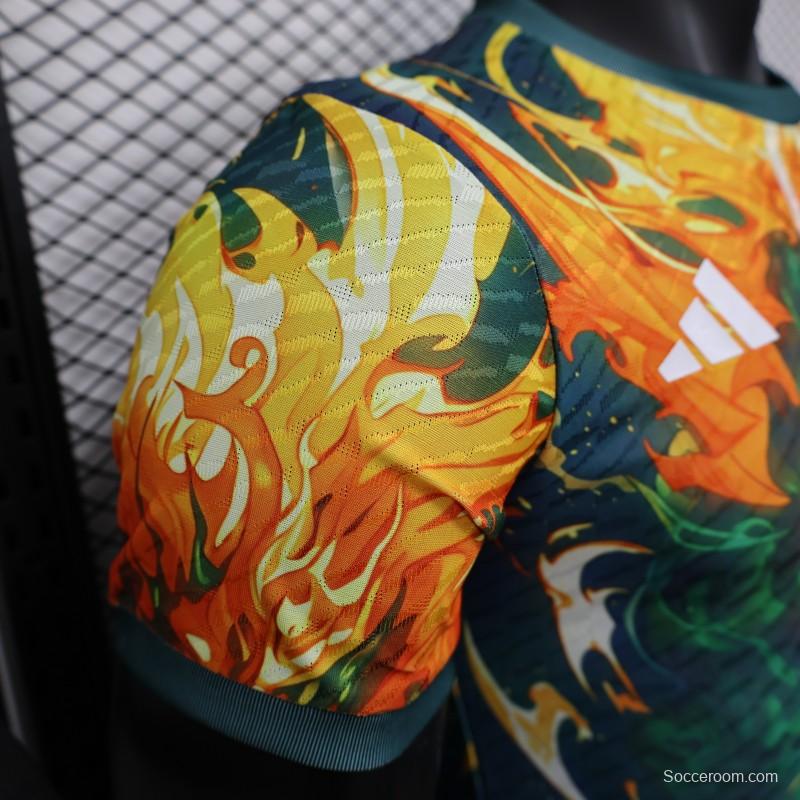 Player Version 2025 Japan Jersey with Samurai Design and Fiery Background