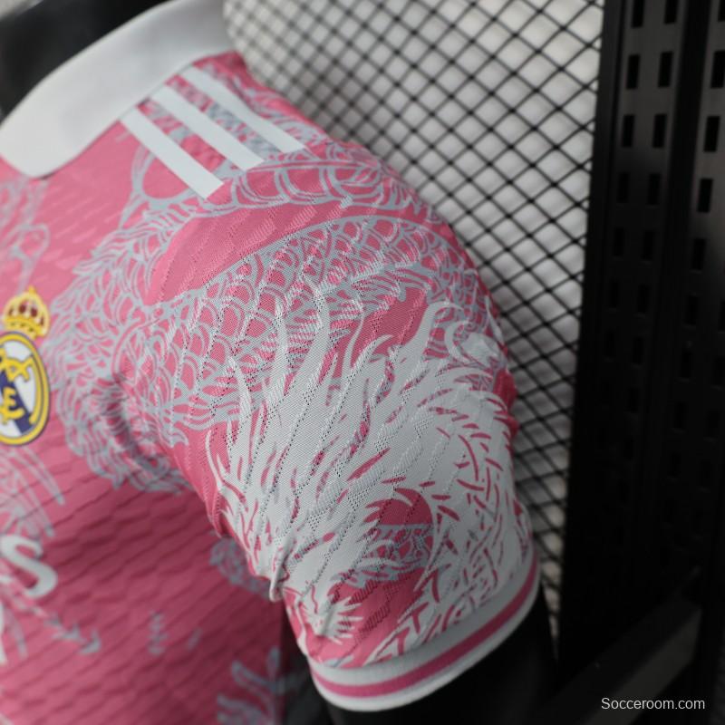 Player Version 25/26 Real Madrid Pink with Dragon Pattern Jersey