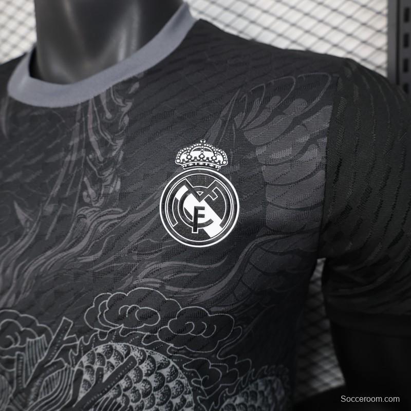 Player Version 25/26 Real Madrid Black with Dragon Design Jersey
