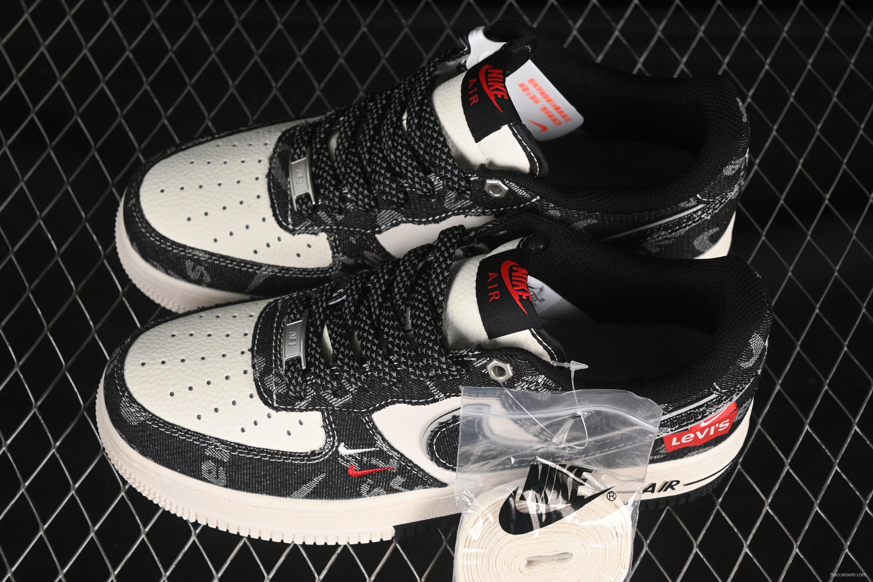 Nike Air Force 1 '07 Low Levi's Collaboration Dual-Tone Black Denim Casual Sneakers - YX5066-312