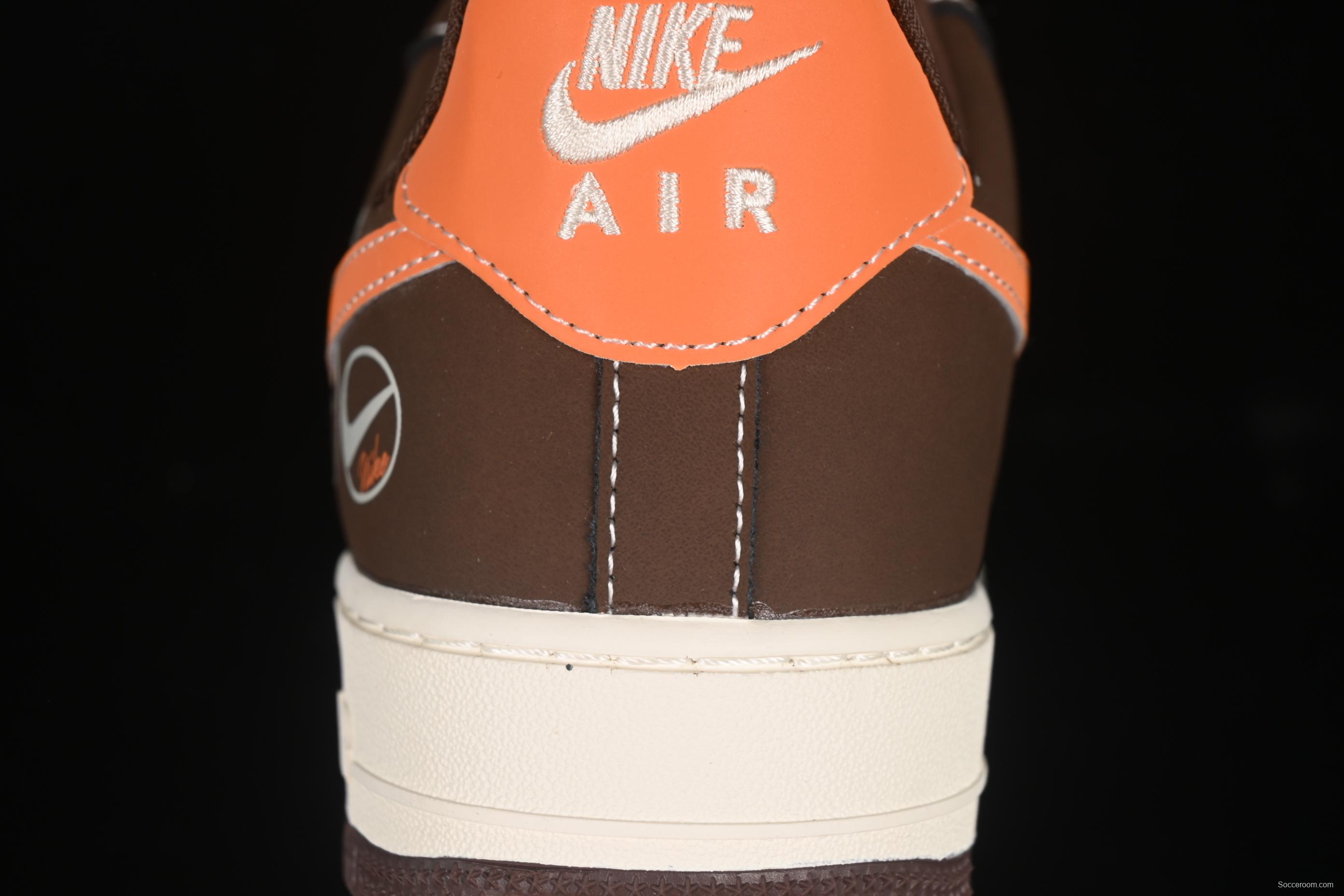 Nike Air Force 1 '07 Low Collaboration Dark Brown Swoosh Casual Sneakers - KK1988-080