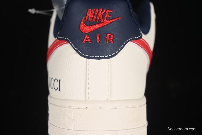 Nike Air Force 1'07 Low Gucci Collaboration Blue Red Swoosh Casual Sneakers - JJ2508-713