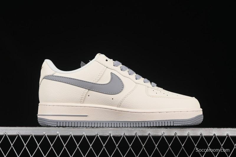 Nike Air Force 1 '07 Low Stussy Collaboration Gold Embroidery Grey Swoosh Casual Sneakers - XX3168-150