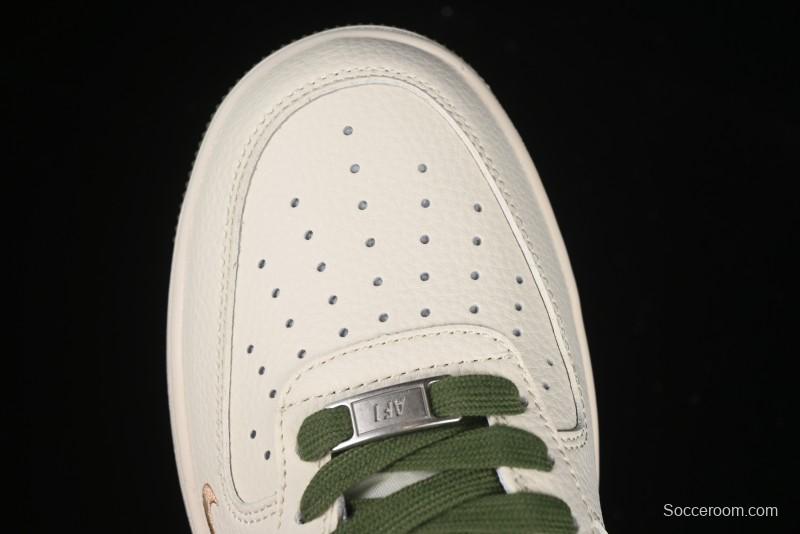 Nike Air Force 1 '07 Low Stussy Collaboration Green Swoosh Gold Embroidery Casual Sneakers - XX3168-151