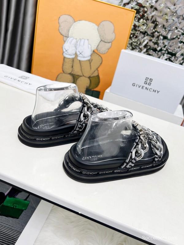 2025 Women Givenchy Black Transparent PVC Chain Sandals LY00250
