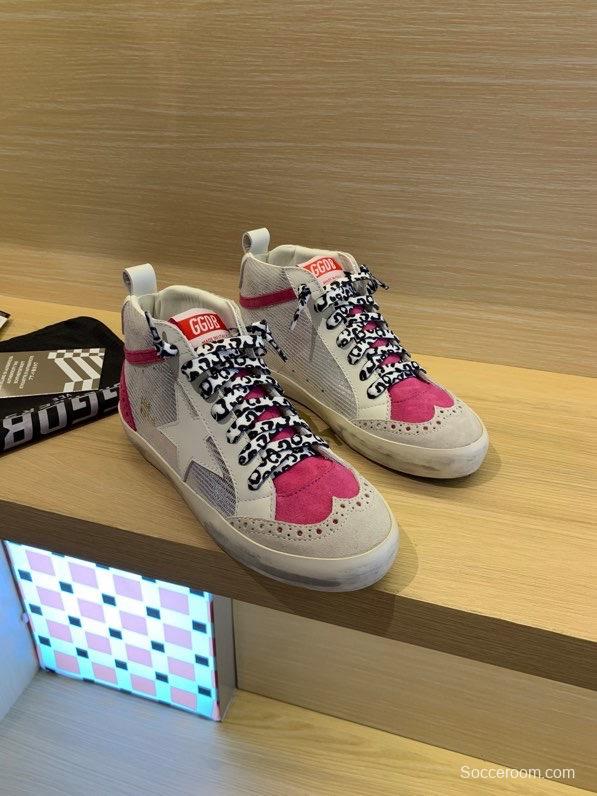 2024 Unisex GGDB White Pink Leather Suede High Top Sneakers MJ00300