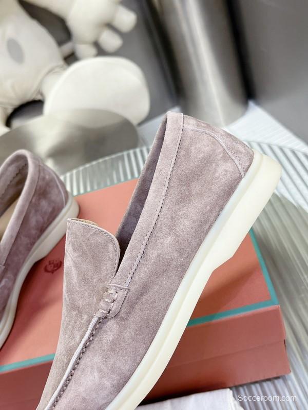 2025 Unisex Philipp Plein Taupe Calf Suede Loafers Soft Latex Sole LY00260