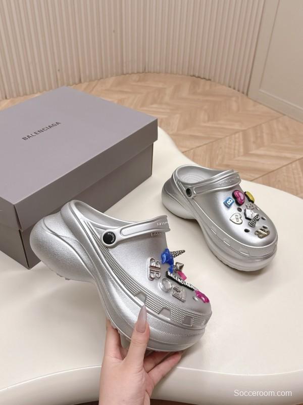 2025 Unisex Balenciaga Silver EVA Rubber Clog Embellished LY00330(F)/LY00340(M)