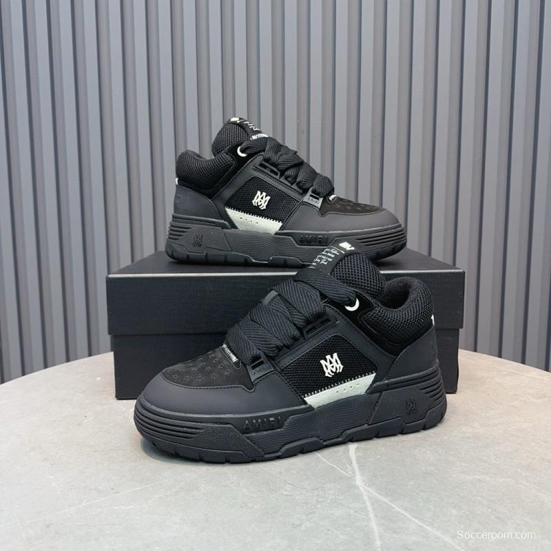 2024 Men Amiri Black Mesh Leather Sneakers MJ00360