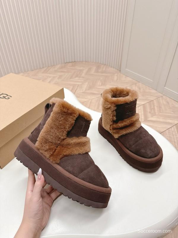 2024 Women UGG Brown Sheepskin Snow Boots MJ00320