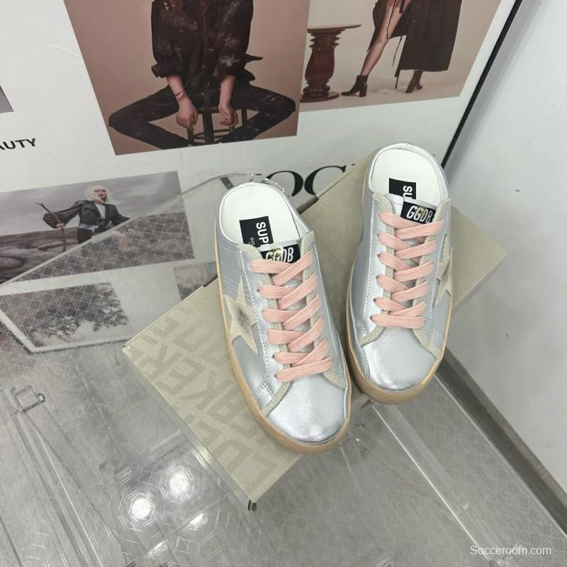 2025 GGDB White Silver Beige Leather Suede Star Sneakers Mule