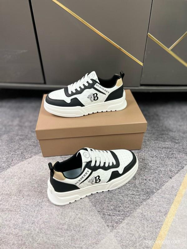 2024 Unisex Burberry Black White Leather Casual Shoes MJ00251