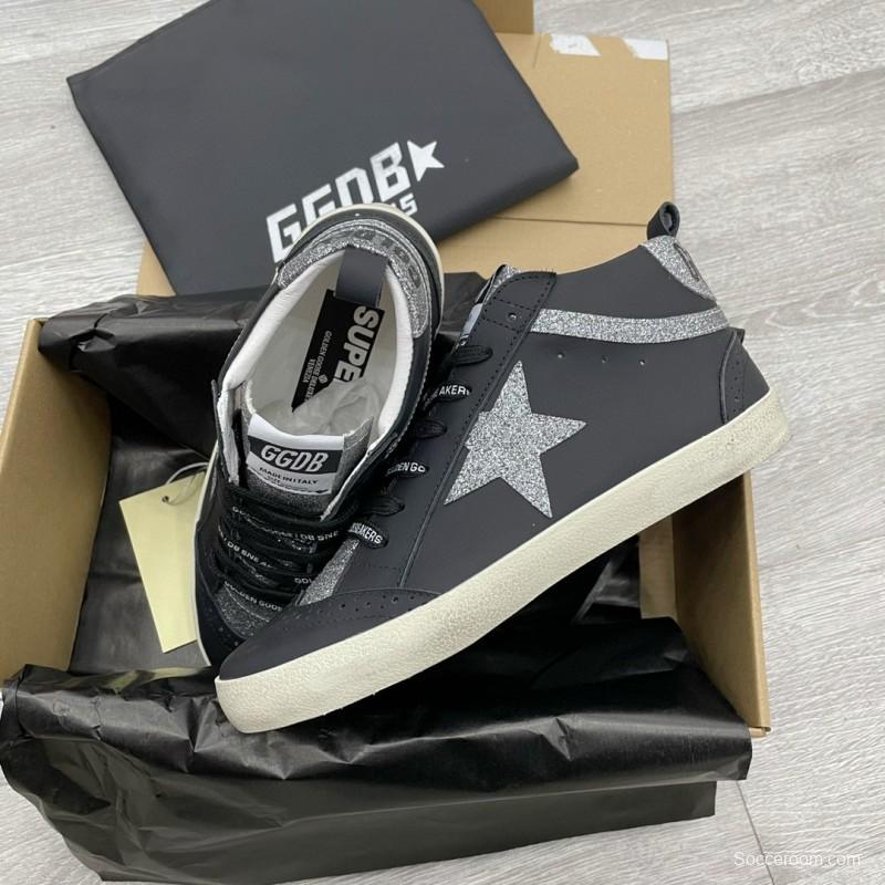 2024 Unisex GGDB Black Silver Leather Glitter High Top Sneakers MJ00300