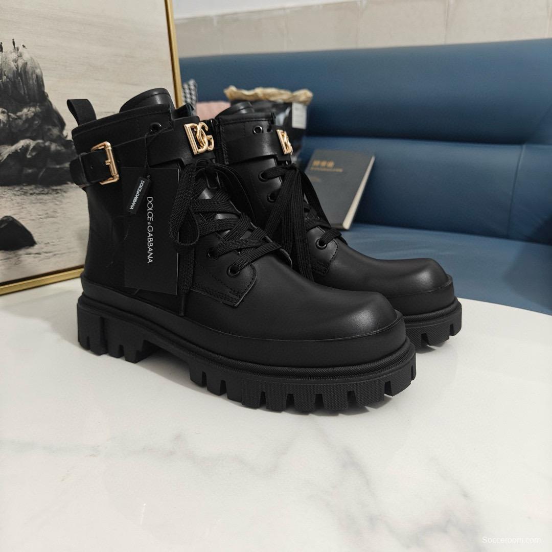 2024 Women Dolce & Gabbana Black Leather Ankle Boots DG00678