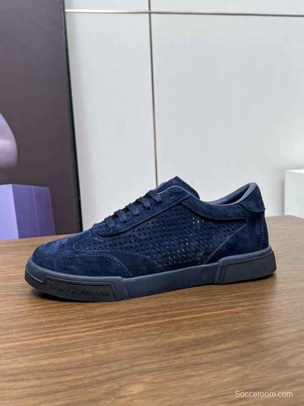 2025 Men Dolce & Gabbana Navy Suede Sneakers LY00280