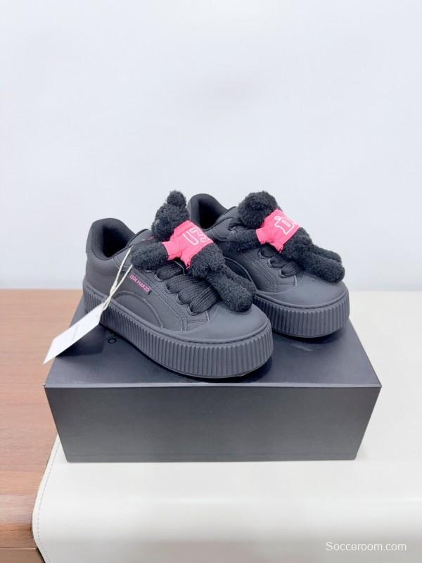 2025 Women 13DE MARZO Black Cow Leather Mesh Casual Shoes 3D Teddy Doll KFY00330
