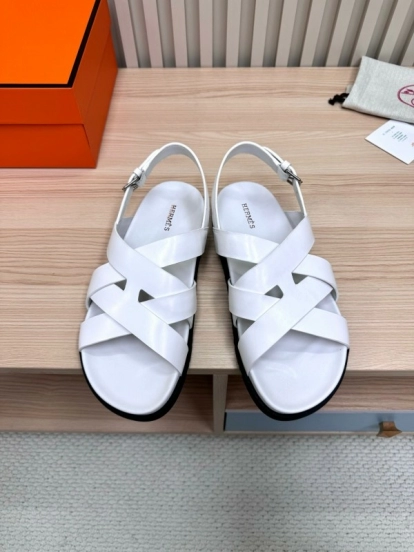 2025 Slippers Hermès White Leather Sandals LY00270