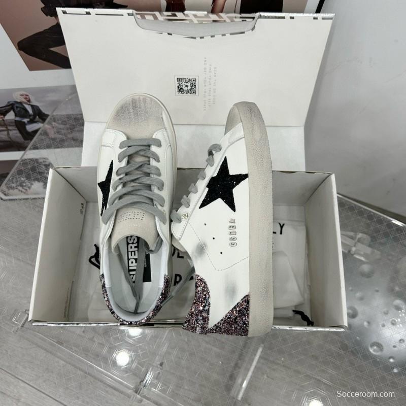 2025 Women GGDB White Black Glitter Leather Sneakers