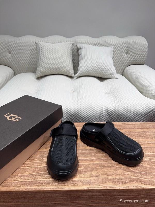 2025 Unisex UGG Black Textile Rubber Slippers Strap KFY00220(F)/KFY00230(M)