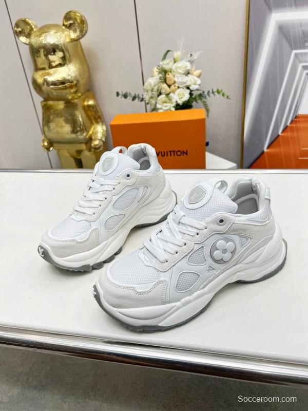 2025 Unisex Louis Vuitton White Leather Mesh Running Shoes LY00340
