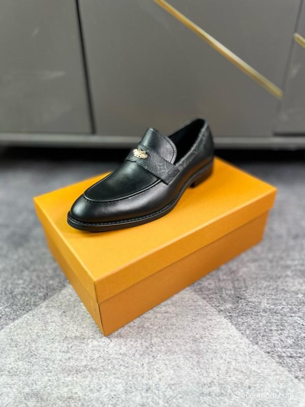 2024 Men Louis Vuitton black cow leather leather dress shoes MJ00290